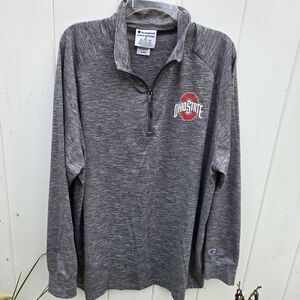 Champion Ohio State Buckeyes Quarter Zip Pullover Mens XL Gray University